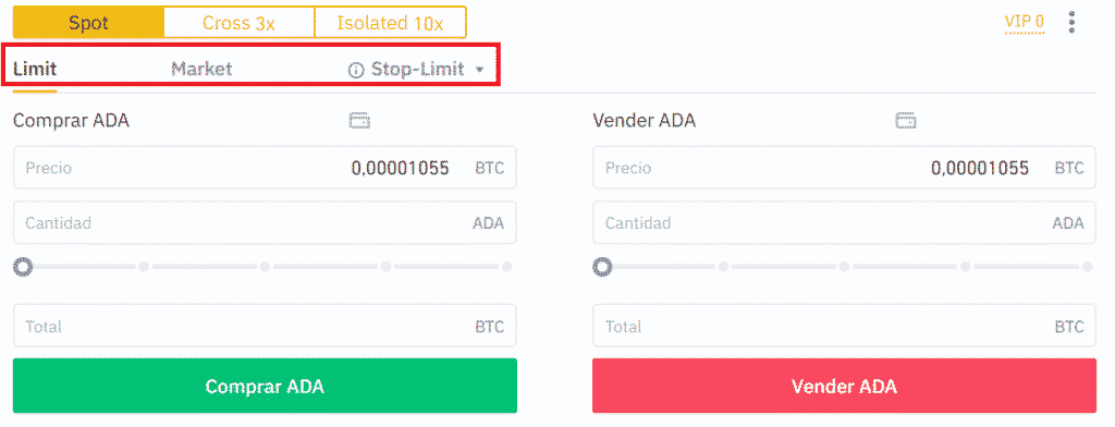 Abrir una orden de mercado