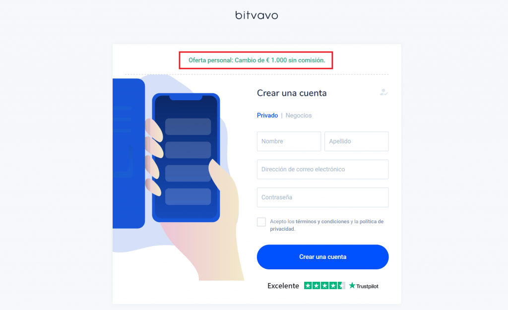 Registrar una cuenta en Bitvavo gratis