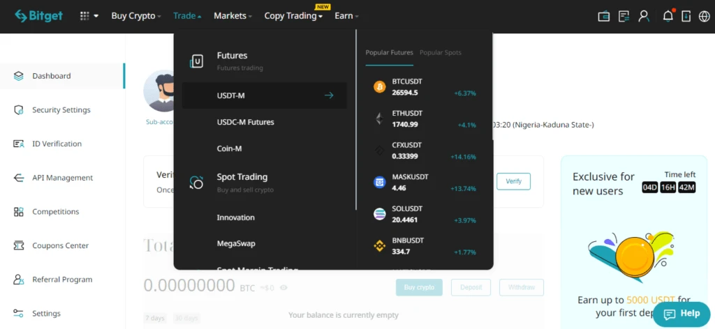 Bitget futures trading