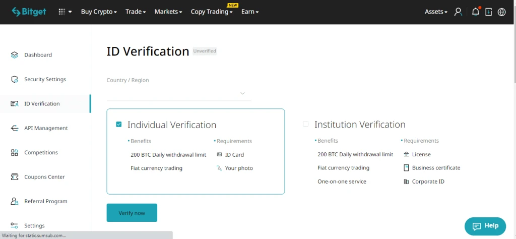 Bitget ID verification